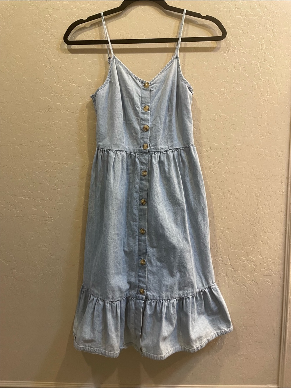 Light Blue 100% cotton Button-Front  Dress
